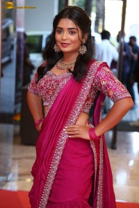 actress gouri kishan in a pink lehenga choli attending a movie function