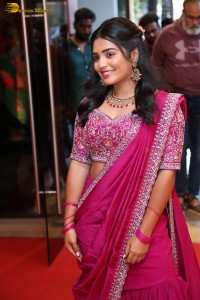 actress gouri kishan in a pink lehenga choli attending a movie function