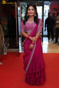 actress gouri kishan in a pink lehenga choli attending a movie function
