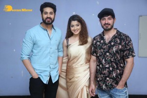 Telugu Movie Grey Press Meet attended by cast Ali Reza, Aravind Krishna, and Urvashi Rai
