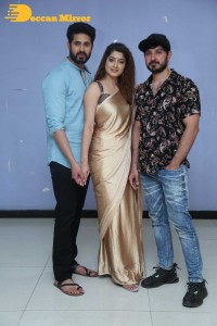 Telugu Movie Grey Press Meet attended by cast Ali Reza, Aravind Krishna, and Urvashi Rai