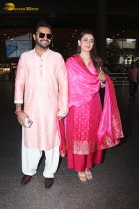 Indian Actress Hansika Motwani spotted with her husband Sohael Khaturiya at Mumbai Airport