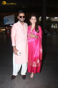 Indian Actress Hansika Motwani spotted with her husband Sohael Khaturiya at Mumbai Airport