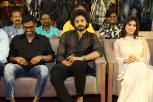 Hanuman Gratitude Meet attended by Teja Sajja, Amritha Aiyer, and Varalaxmi Sarathkumar