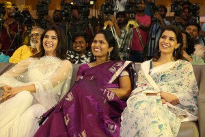 Hanuman Gratitude Meet attended by Teja Sajja, Amritha Aiyer, and Varalaxmi Sarathkumar