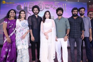 Hanuman Gratitude Meet attended by Teja Sajja, Amritha Aiyer, and Varalaxmi Sarathkumar