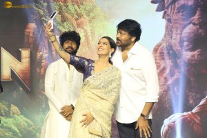 Hanuman Pre-Release Function attended by Teja Sajja, Amritha Aiyer, Varalaxmi Sarathkumar, and Chiranjeevi