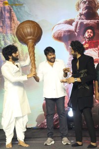 Hanuman Pre-Release Function attended by Teja Sajja, Amritha Aiyer, Varalaxmi Sarathkumar, and Chiranjeevi