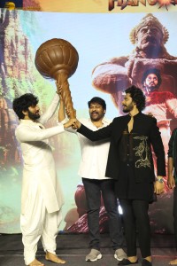 Hanuman Pre-Release Function attended by Teja Sajja, Amritha Aiyer, Varalaxmi Sarathkumar, and Chiranjeevi