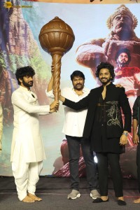 Hanuman Pre-Release Function attended by Teja Sajja, Amritha Aiyer, Varalaxmi Sarathkumar, and Chiranjeevi