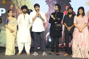 Hanuman Pre-Release Function attended by Teja Sajja, Amritha Aiyer, Varalaxmi Sarathkumar, and Chiranjeevi