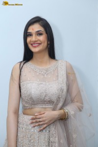 actress Hassini Sudhir in a silver color lehenga choli dress