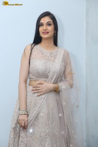 actress Hassini Sudhir in a silver color lehenga choli dress