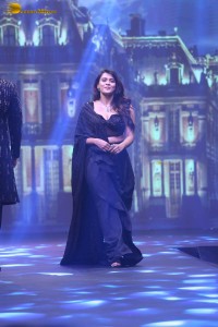 tollywood actress hebah patel ramp walk in a black lehenga choli
