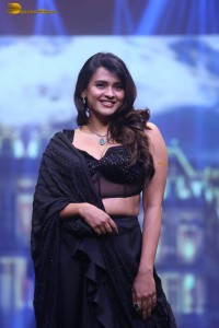 tollywood actress hebah patel ramp walk in a black lehenga choli