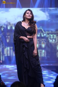 tollywood actress hebah patel ramp walk in a black lehenga choli