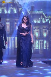 tollywood actress hebah patel ramp walk in a black lehenga choli