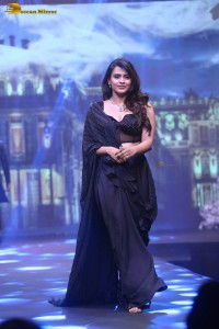 tollywood actress hebah patel ramp walk in a black lehenga choli