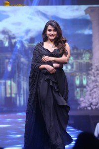 tollywood actress hebah patel ramp walk in a black lehenga choli