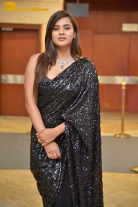 Telugu Actress Hebah Patel in a Black Saree