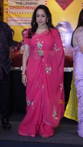 actress hema malini gorgeous in a pink and red saree