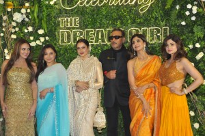 Hema Malini’s 75th Birthday Bash attended by Madhuri Dixit, Rekha, Juhi Chawla, Jeetendra, Vidya Balan, Raveena Tandon, and other friends and family