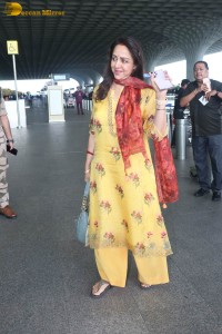 bollywood actress and politician hema malini spotted at mumbai airport