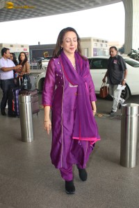 actress and politiican Hema Malini spotted at Mumbai Airport on Dec 26, 2023