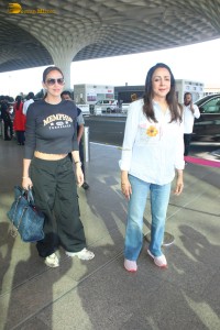 Actress Hema Malini and her daughter Esha Deol spotted at the Mumbai Airport on Jan 23, 2024