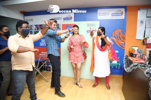 Nidhhi Agerwal and Ashok Galla visit Radio City FM to promote their movie Hero