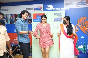 Nidhhi Agerwal and Ashok Galla visit Radio City FM to promote their movie Hero