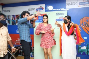 Nidhhi Agerwal and Ashok Galla visit Radio City FM to promote their movie Hero