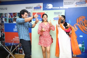 Nidhhi Agerwal and Ashok Galla visit Radio City FM to promote their movie Hero