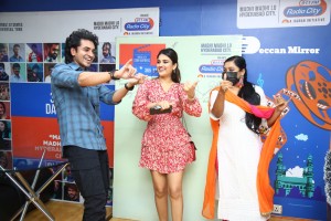 Nidhhi Agerwal and Ashok Galla visit Radio City FM to promote their movie Hero