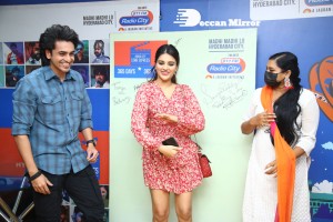 Nidhhi Agerwal and Ashok Galla visit Radio City FM to promote their movie Hero