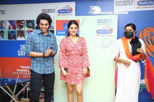 Nidhhi Agerwal and Ashok Galla visit Radio City FM to promote their movie Hero