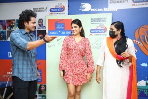 Nidhhi Agerwal and Ashok Galla visit Radio City FM to promote their movie Hero