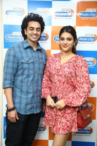 Nidhhi Agerwal and Ashok Galla visit Radio City FM to promote their movie Hero