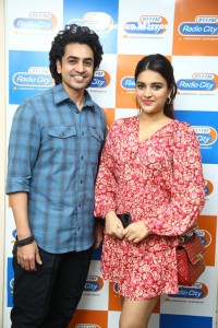 Nidhhi Agerwal and Ashok Galla visit Radio City FM to promote their movie Hero