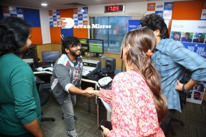 Nidhhi Agerwal and Ashok Galla visit Radio City FM to promote their movie Hero