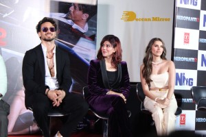 Actors Tiger Shroff, Tara Sutaria and Music Director A. R. Rahman attend the song launch from the movie Heropanti 2