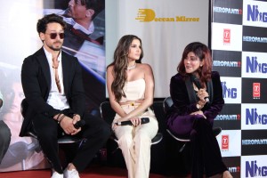 Actors Tiger Shroff, Tara Sutaria and Music Director A. R. Rahman attend the song launch from the movie Heropanti 2