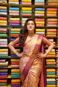 actress honey rose shows off traditional looks in a silk saree