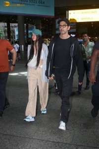 Hrithik Roshan and Saba Azad spotted at Mumbai Airport on Aug 18, 2023