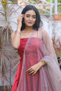 actress hrithika srinivas beautiful in a red salwar dress