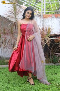 actress hrithika srinivas beautiful in a red salwar dress