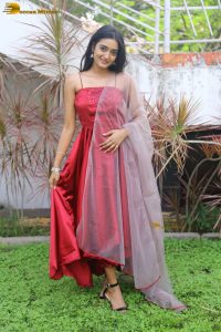 actress hrithika srinivas beautiful in a red salwar dress