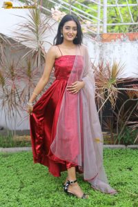 actress hrithika srinivas beautiful in a red salwar dress