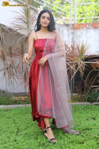 actress hrithika srinivas beautiful in a red salwar dress