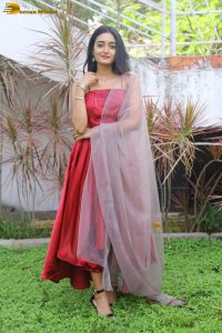 actress hrithika srinivas beautiful in a red salwar dress